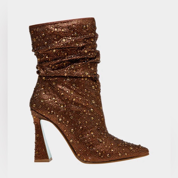 Betsey Johnson Shoes - Preloved - Betsey Johnson - Satin Embellished Ankle Boots‎